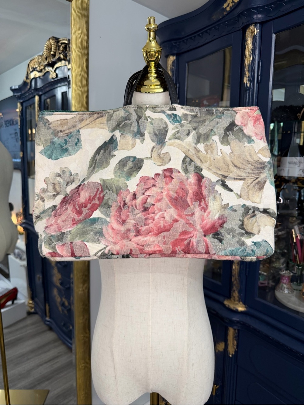 Vintage Handmade Floral Chintz Tote bag cottagecore shoulder bag